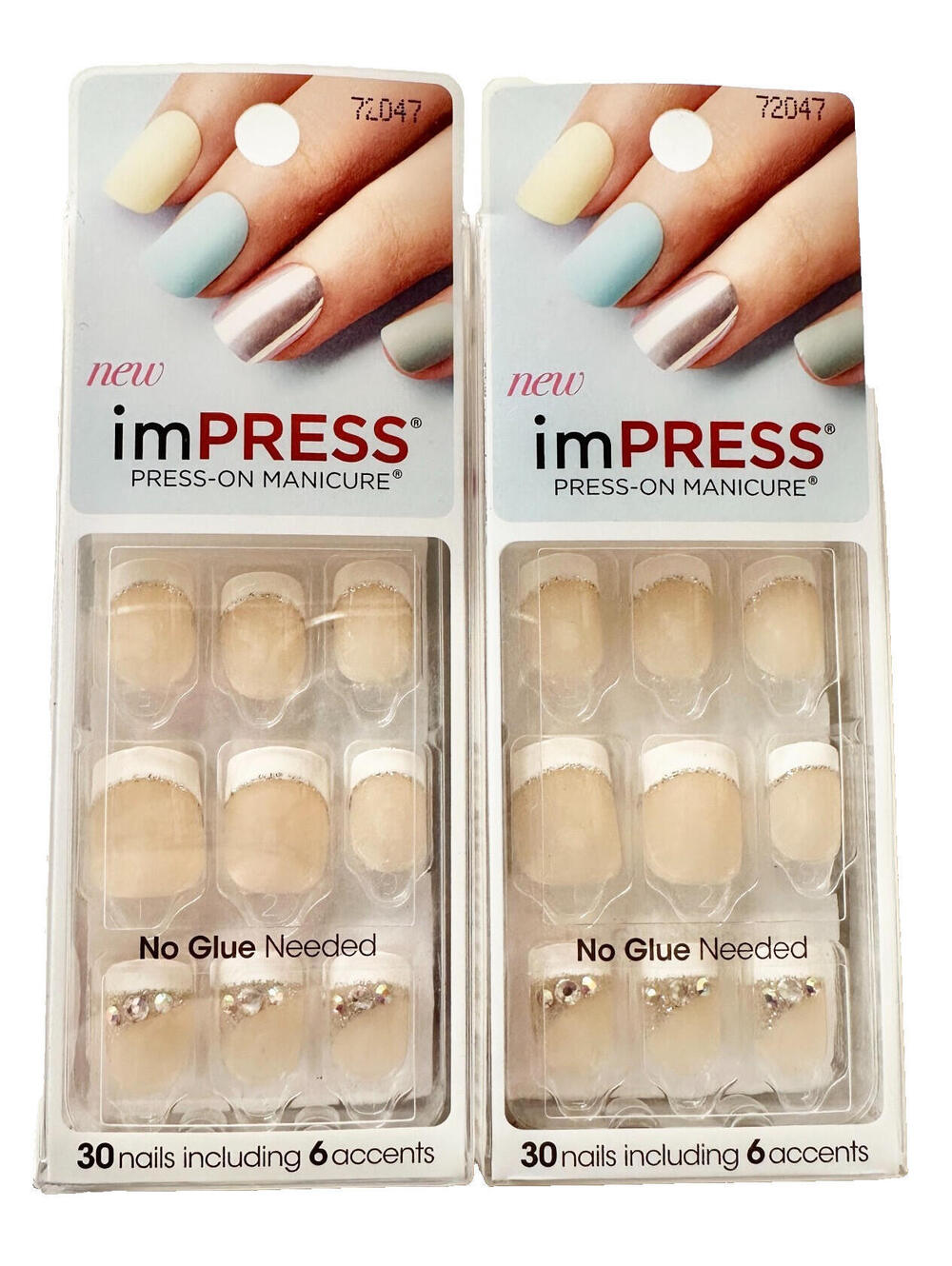 2-Pack NEW Kiss Impress Press-On Gel Manicure Nails No Glue in Queen B (Sealed)